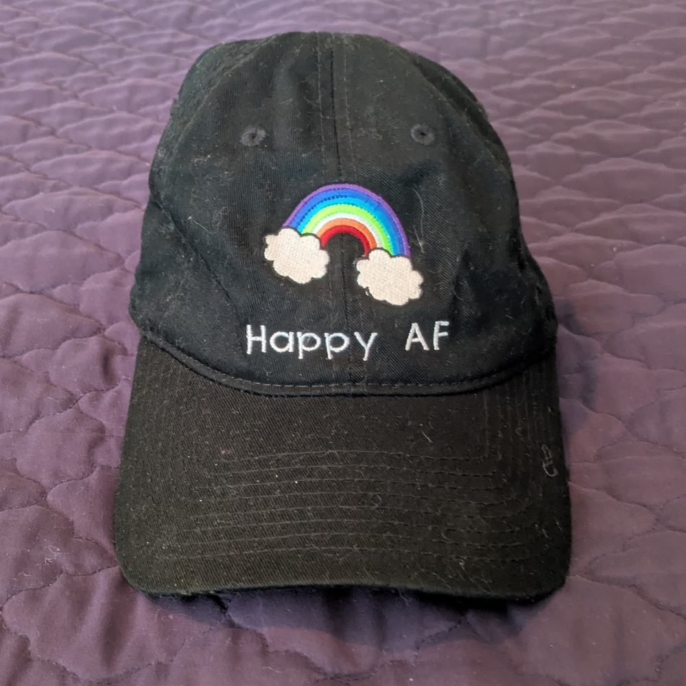 Black Cap with Rainbow Embroidery
